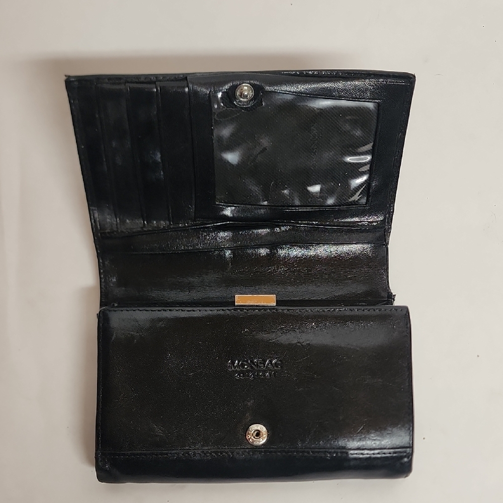 Monsac Vintage Black Leather Unisex Wallet